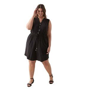 Addition Elle Shirt Dress Womens 0X Sleeveless Jersey Knit w Silver Hardware New